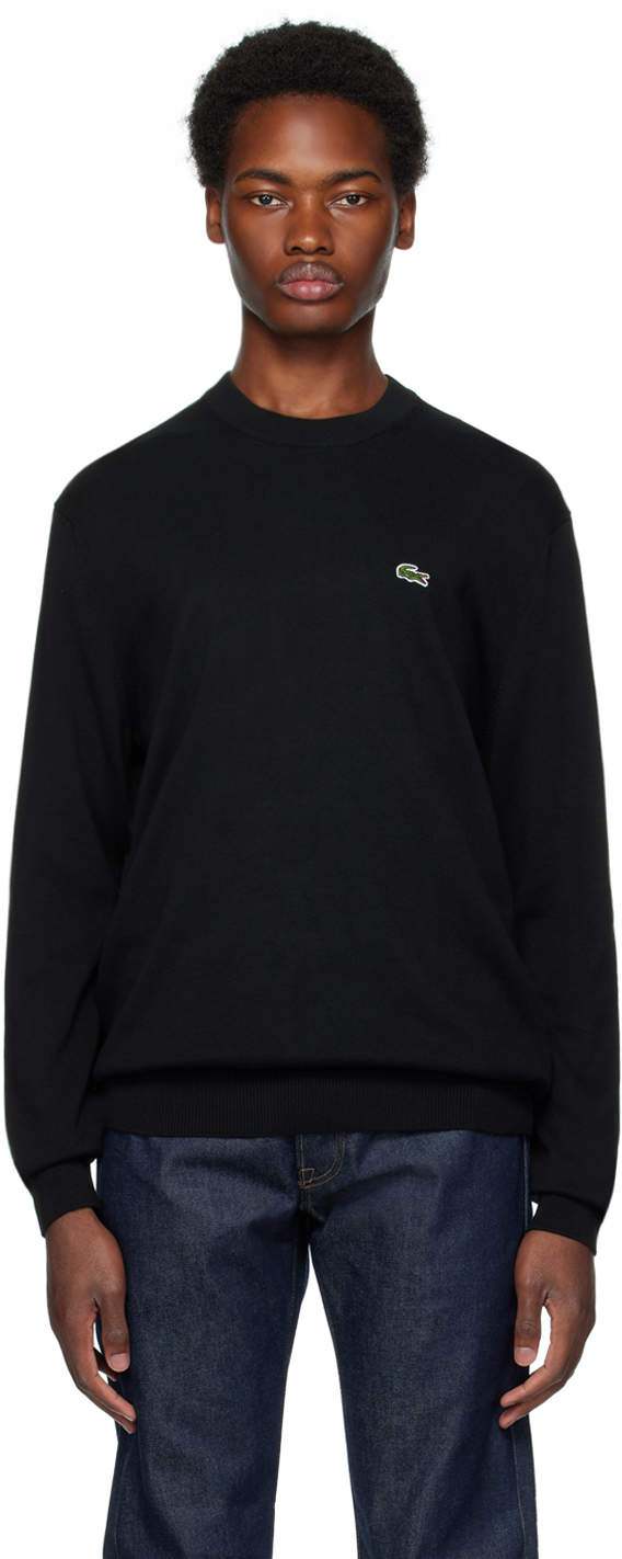 Lacoste Black Crewneck Sweater In 031 Black