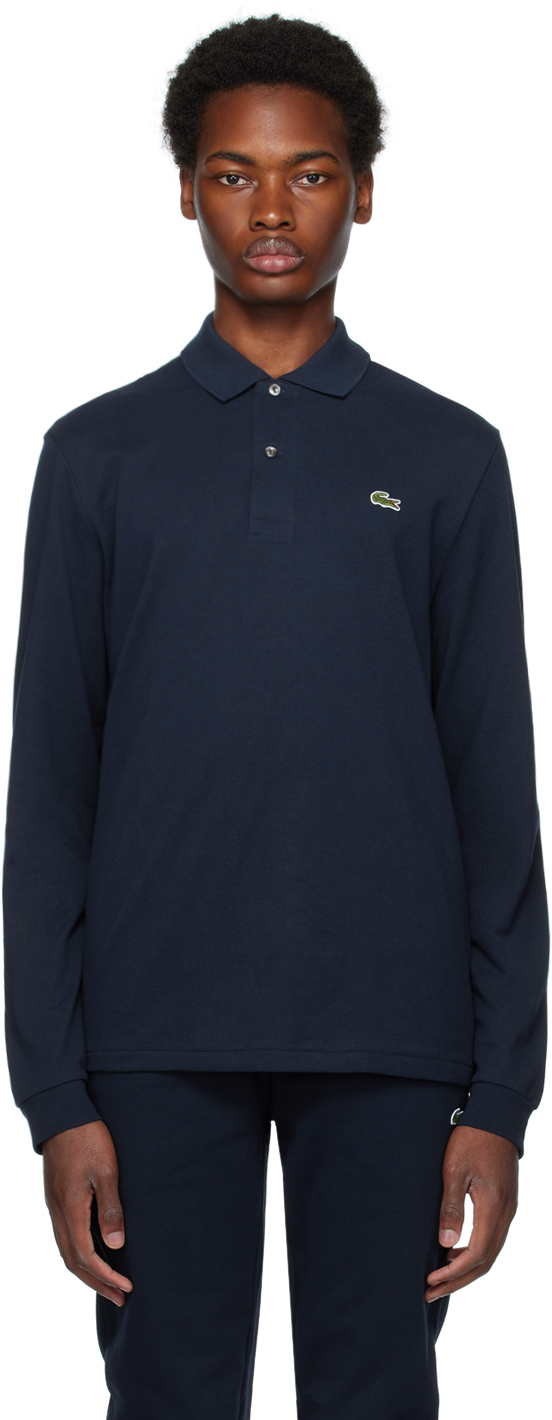 Lacoste Navy Original Long Sleeve Polo In 166 Navy