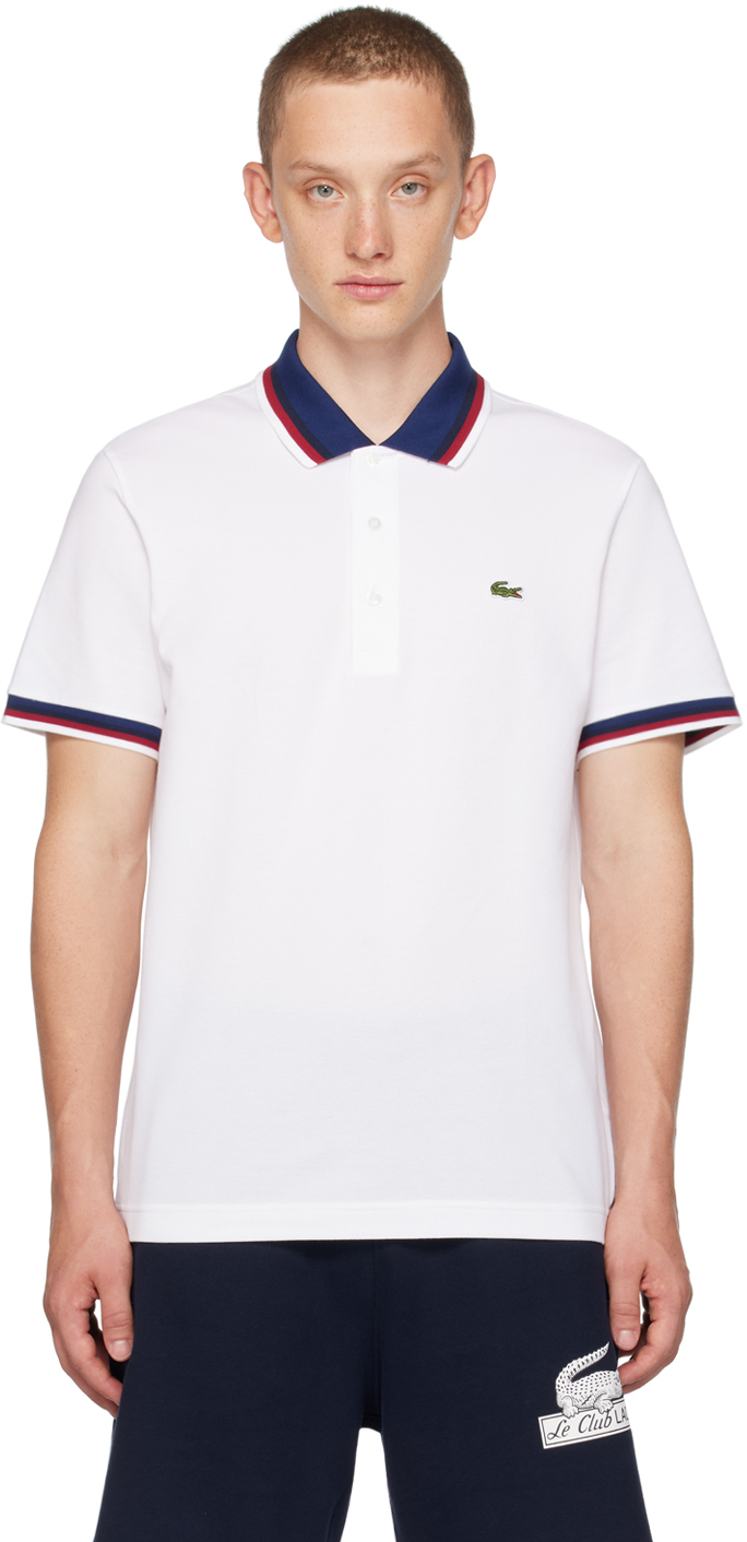 Lacoste White Patch Polo In 001