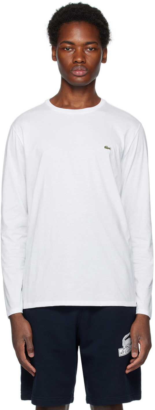 Lacoste: White Crewneck Long T-Shirt SSENSE