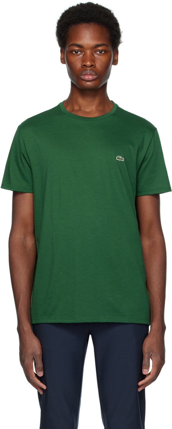 Shop Lacoste Green Crewneck T-shirt In 132 Green