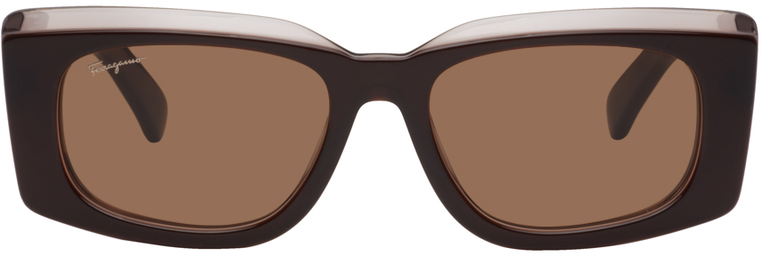 Ferragamo Brown Rectangular Sunglasses