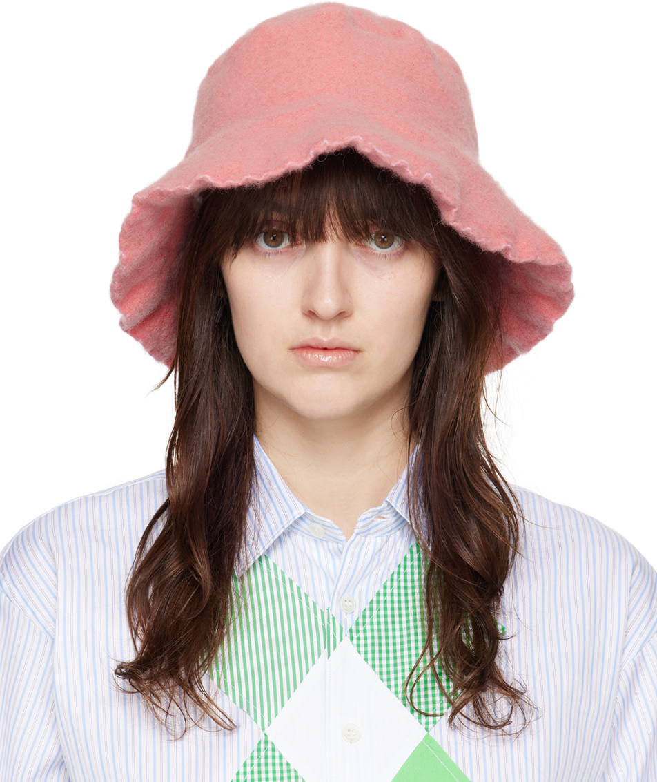 Pink Wool Nylon Tweed Bucket Hat