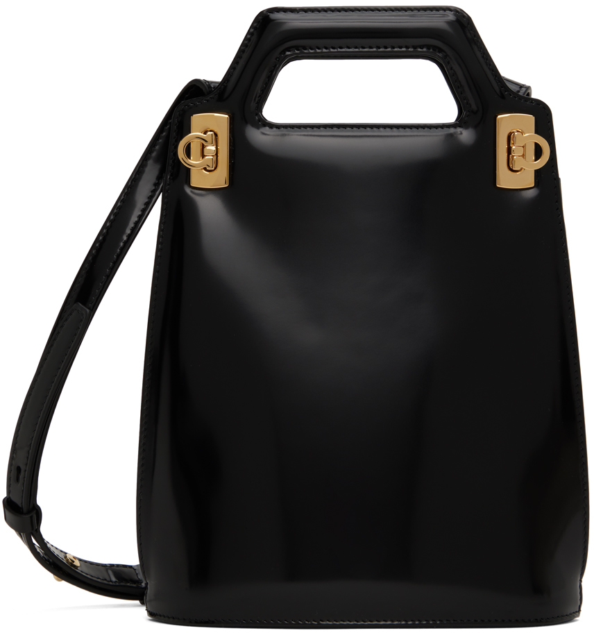 Ferragamo Mini Wanda Leather Tote Bag In 001 Nero || Nero