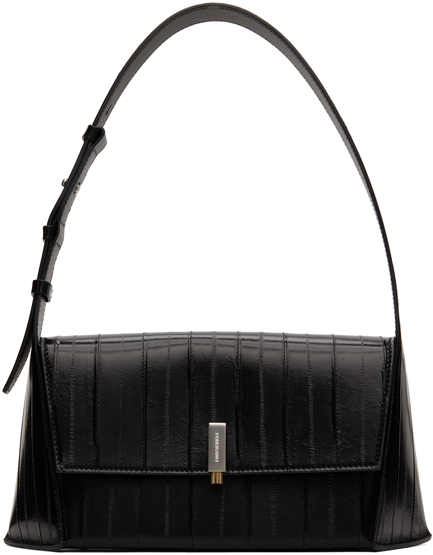 Ferragamo: Black Geometric Shoulder Bag | SSENSE