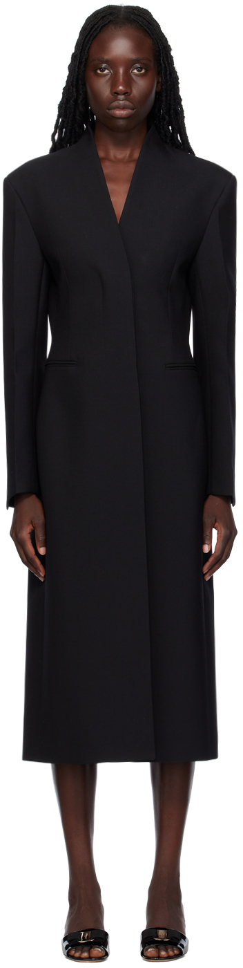 Ferragamo: Black Button Coat | SSENSE