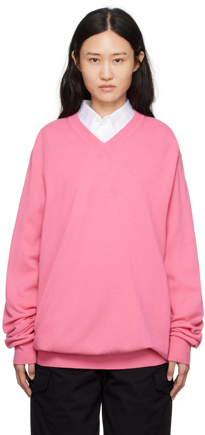 Comme Des Garçons Shirt Pink V-neck Jumper In 4 Pink