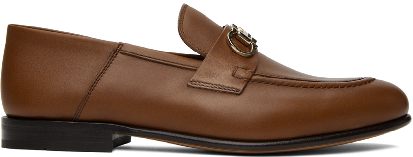 Ferragamo Brown Gancini Leather Loafers