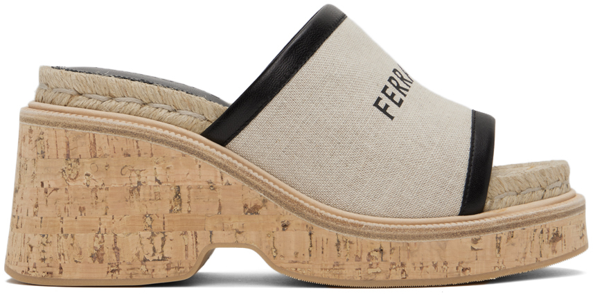 Shop Ferragamo Beige Chunky Slider Sandals In 001 Naturale A00