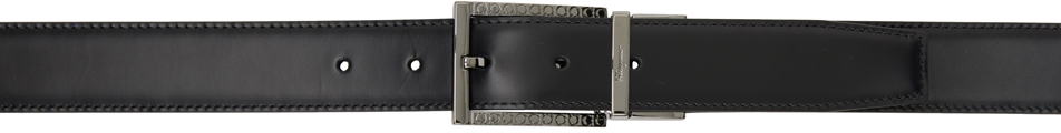 Ferragamo Black Reversible Buckle Belt In Nero || Hickory