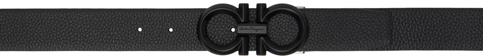 Ferragamo Black & Gray Gancini Reversible Belt In Nero || Asfalto