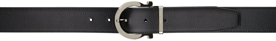 Ferragamo Black & Brown Gancini Reversible Belt In Nero || Hickory