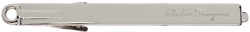 Ferragamo Silver Logo Tie Bar In F.cr.ottone Palladio
