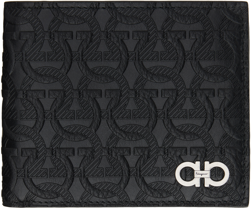 Ferragamo Black Leather Bi-fold Wallet In Nero 9000 || Nero ||