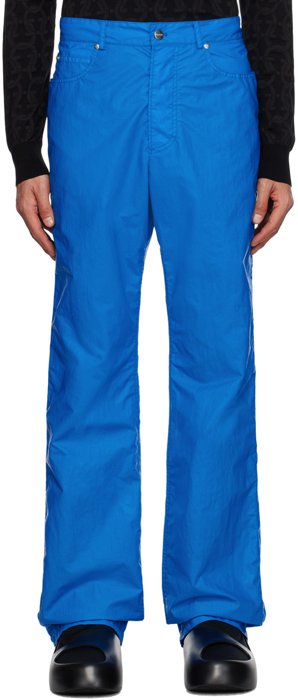 Ferragamo Blue Wide-leg Trousers In 3975/205 Cerulian