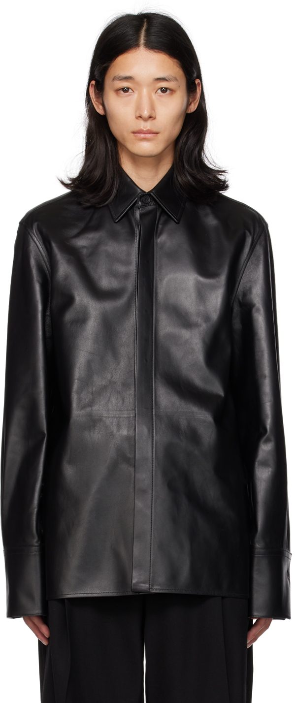 Blouson en cuir marron vintage avec col en fourrure pour homme