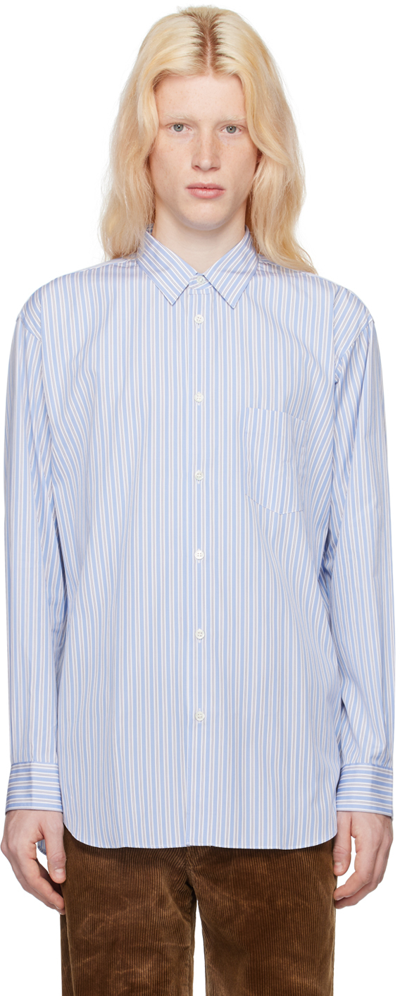Shop Comme Des Garçons Shirt Blue Striped Shirt In 6 Stripe111