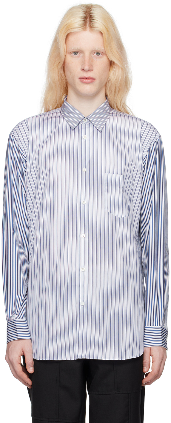 Shop Comme Des Garçons Shirt Navy & White Striped Shirt In 2 Stripe / Mix2