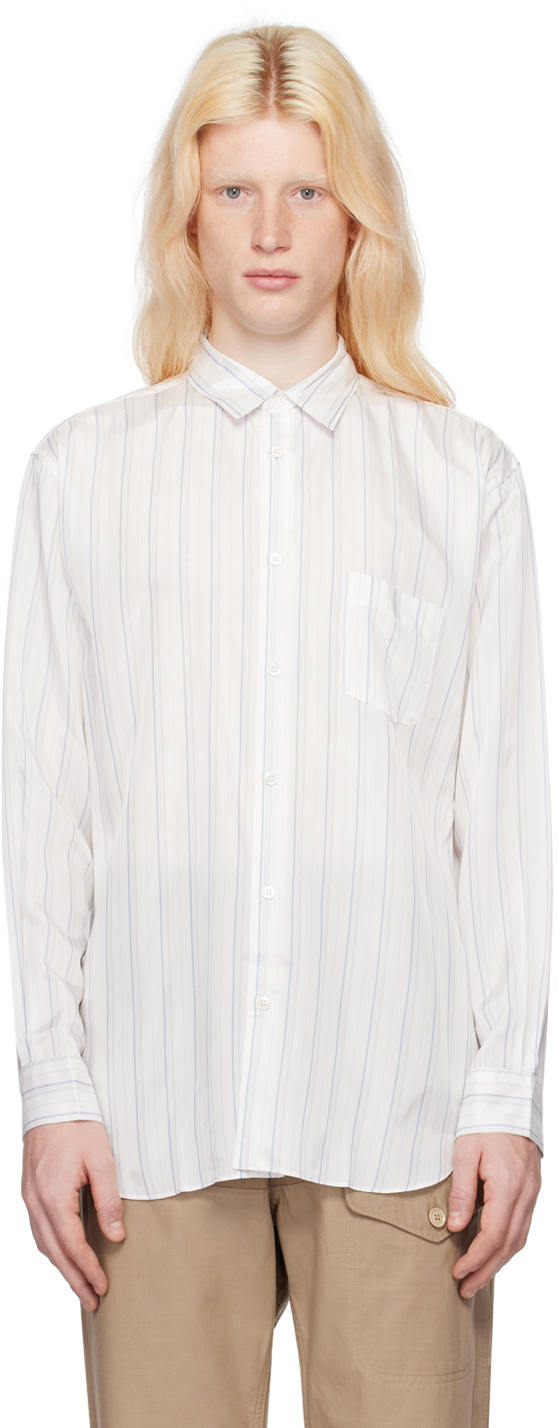White Striped Shirt by Comme des Garçons Shirt on Sale