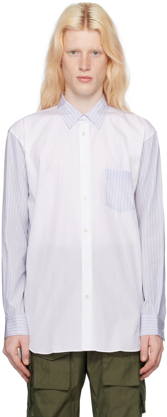 Comme Des Garçons Shirt White Striped Shirt In 4 White / Stripe 4