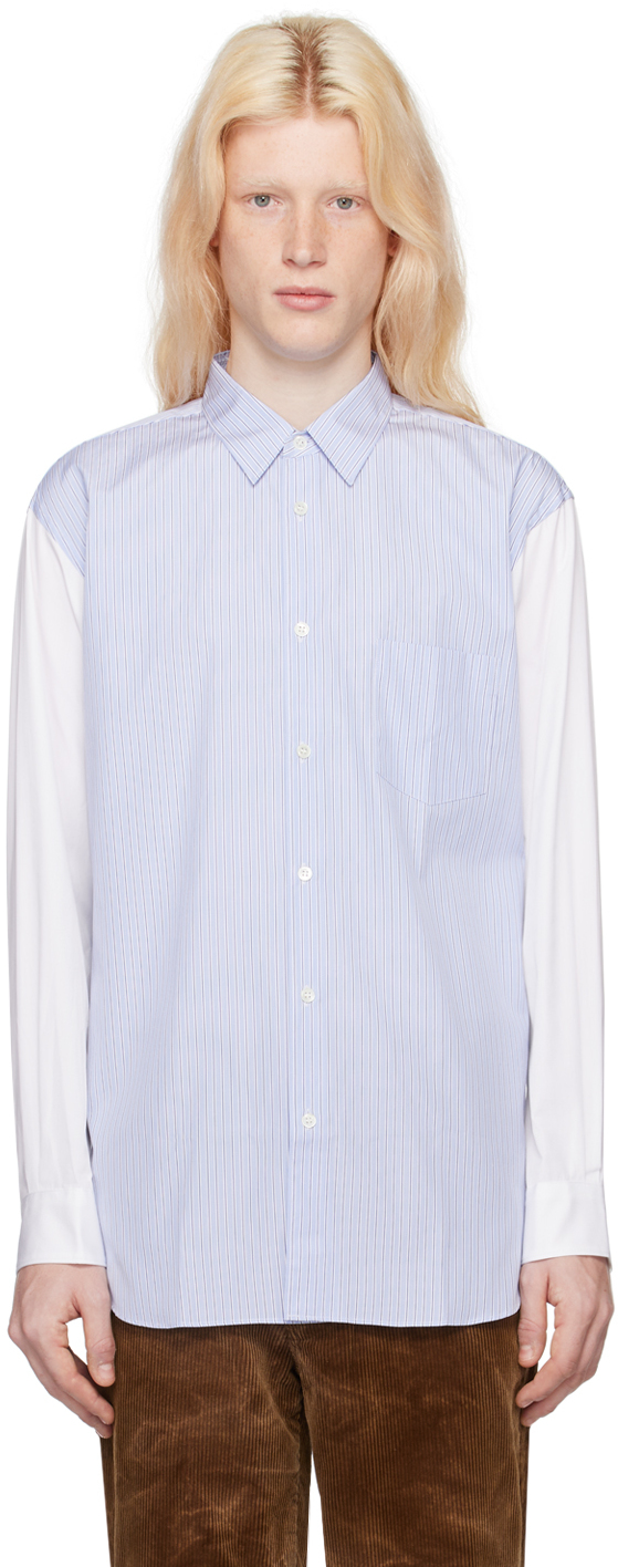 Comme Des Garçons Shirt Blue & White Striped Shirt In 3 White / Stripe 7