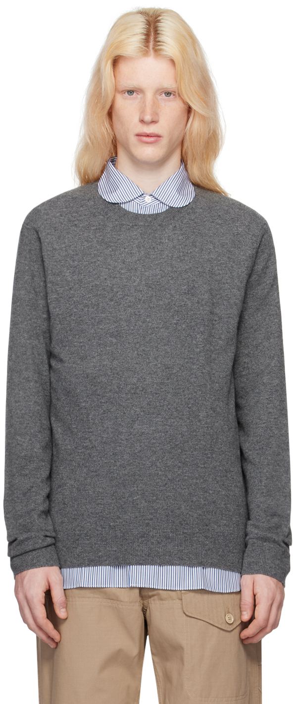 Shop Comme Des Garçons Shirt Gray Crewneck Sweater In 3 Top Grey