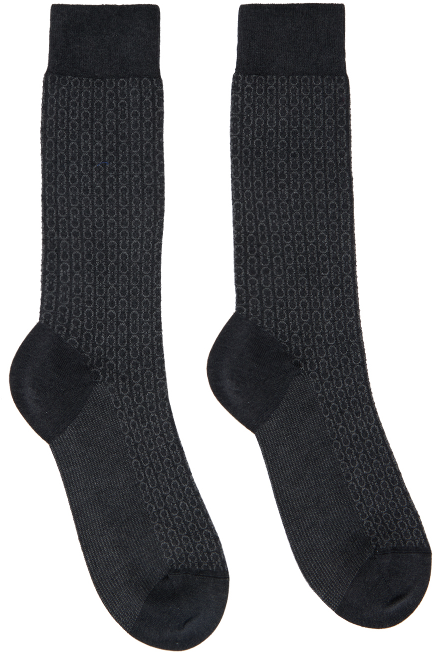 Ferragamo Gray Gancini Socks In Grey/grey