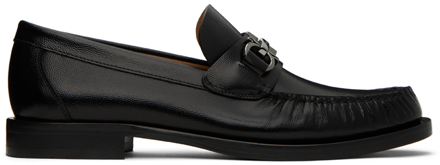 Ferragamo Black Gancini Loafers In Nero/nero || New Bis
