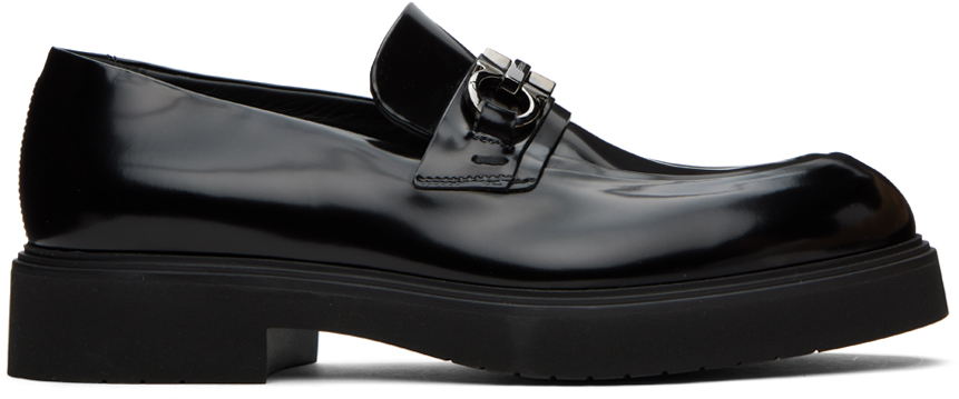 Black Gancini Loafers by Ferragamo on Sale