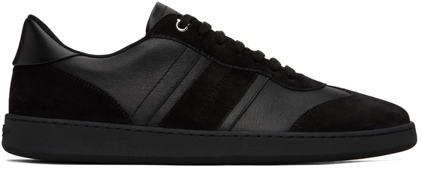 Shop Ferragamo Black Paneled Sneakers In Nero || Nero || Nero