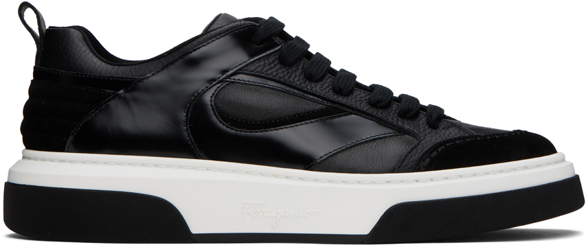 Ferragamo Black Cassina Sneakers In Nero || Nero || Nero