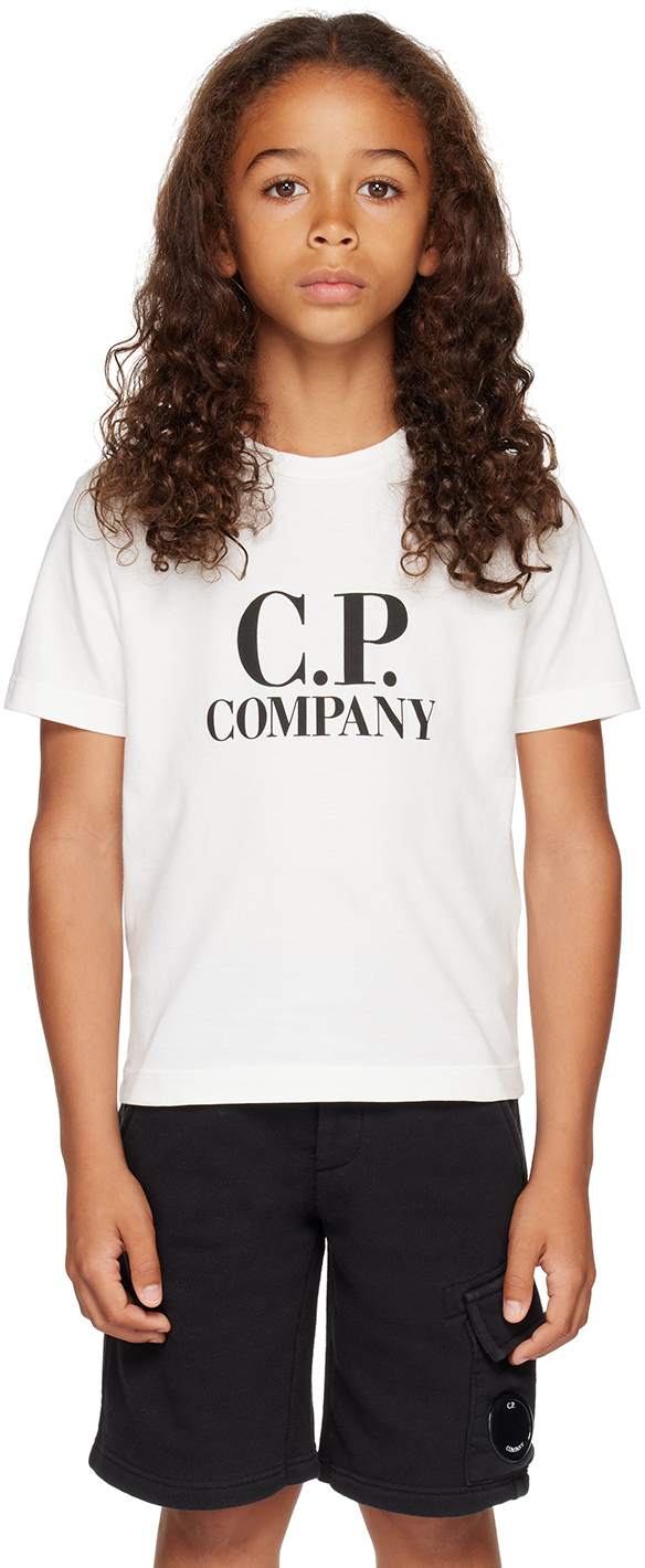 C.p. Company Kids White Goggle T-shirt In 103 Gauze White