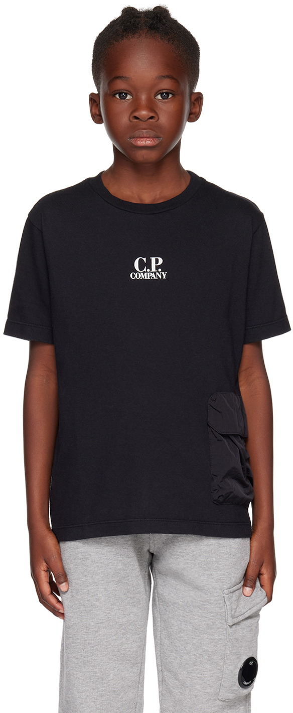 C.p. Company Kids Black Printed T-shirt In 999 Black