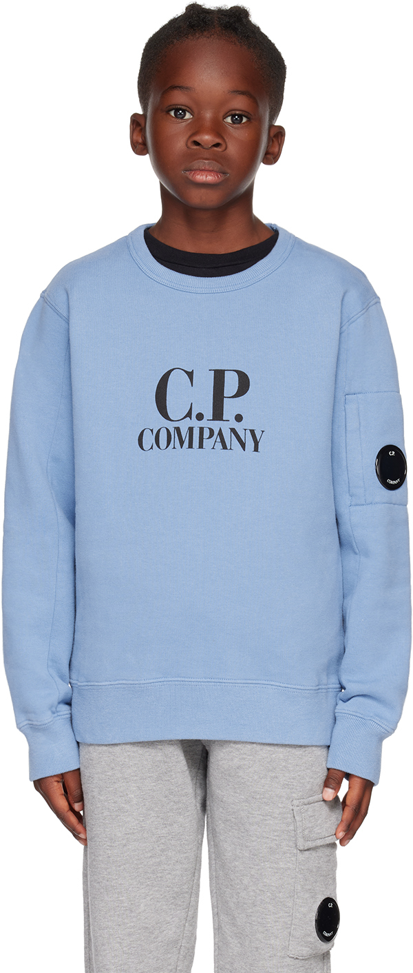 C.p. Company Kids Blue Printed Sweatshirt In 818 Riviera