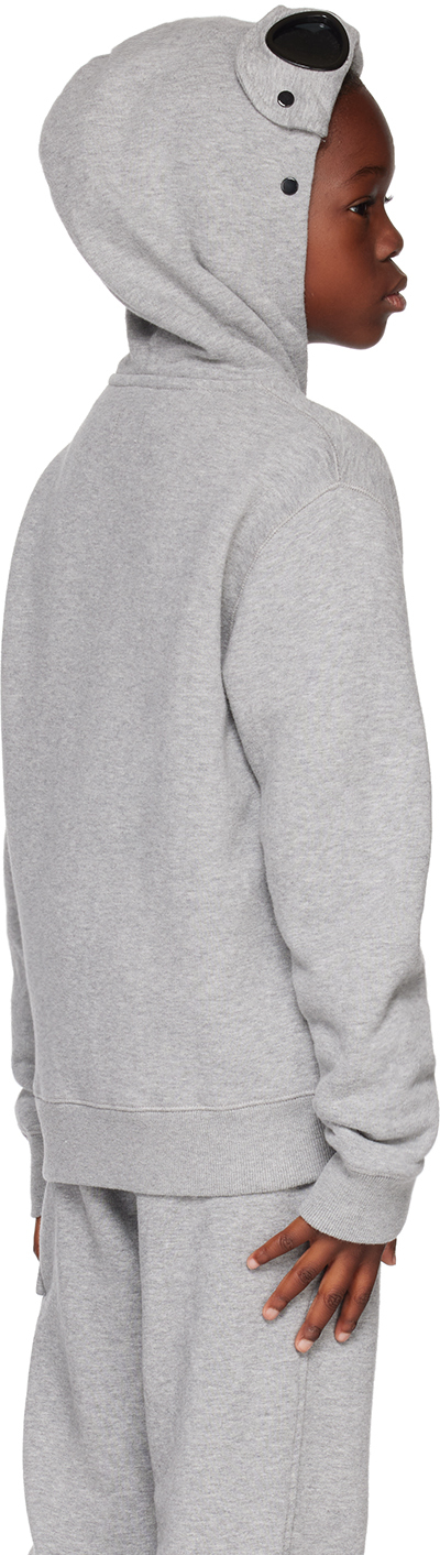 C.p. Company Kids Gray Goggle Hoodie In M93 Grey Melange