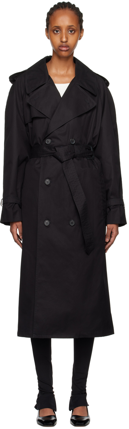 Black Double-Breasted Trench Coat