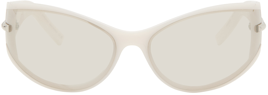 Givenchy Off-white Oval Sunglasses In 24c White/ Smoke