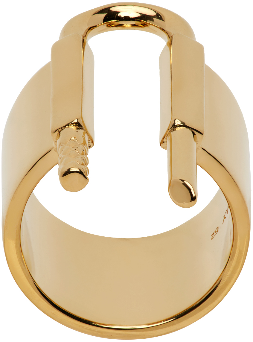 Givenchy: Gold U Lock Ring | SSENSE