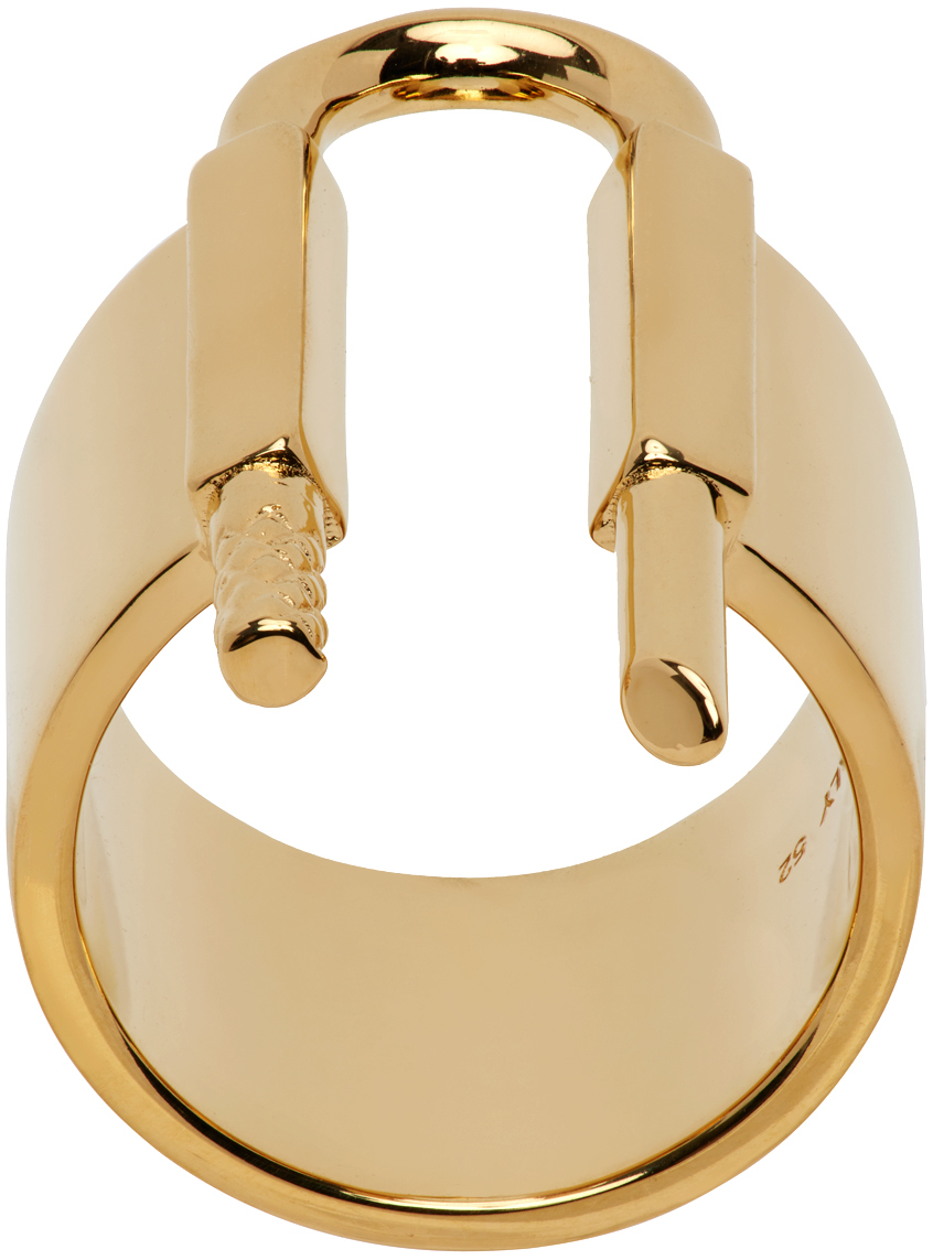 Givenchy Gold U Lock Ring In 710 Golden Yellow