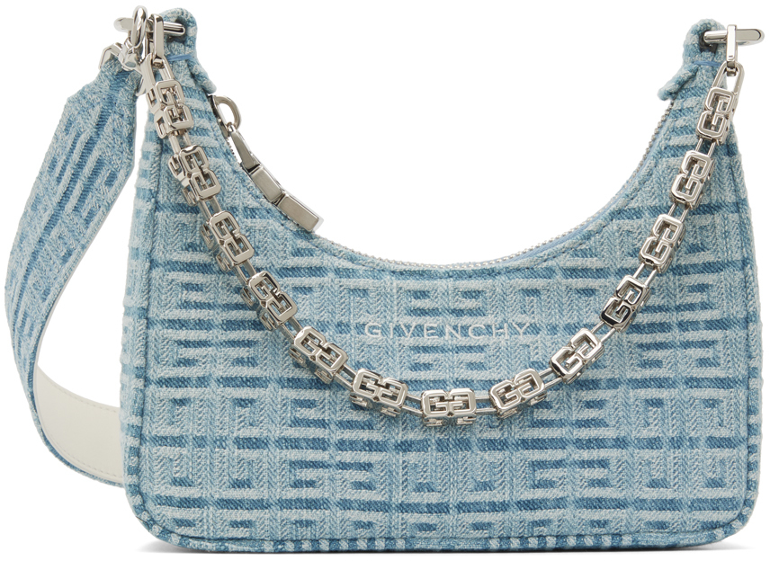 Givenchy: Blue Mini Moon Cut Out Denim Shoulder Bag | SSENSE