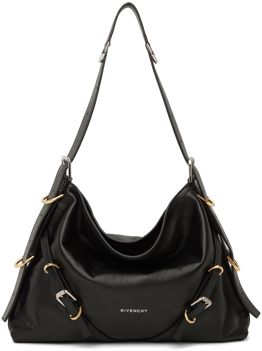 Black Voyou medium leather shoulder bag, Givenchy