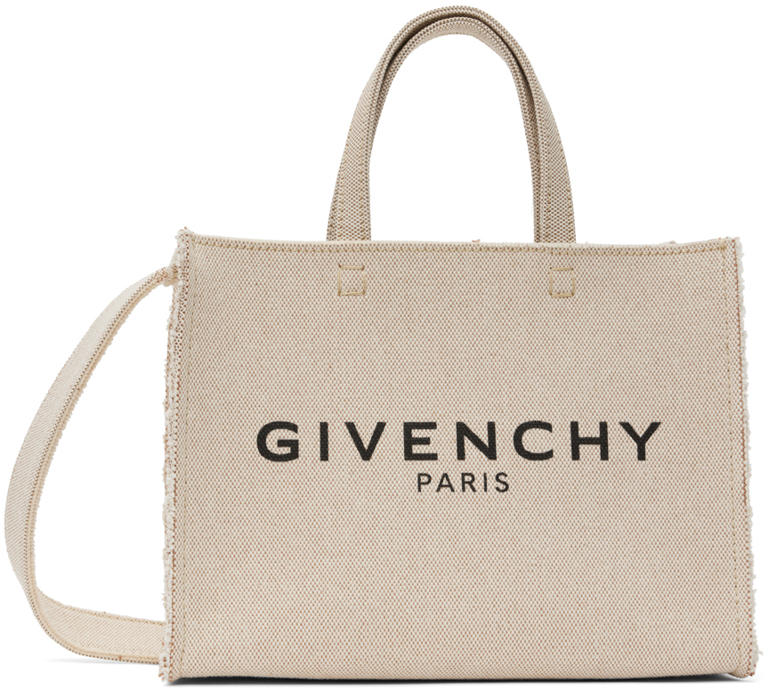 Givenchy: Beige Small G Tote | SSENSE Canada