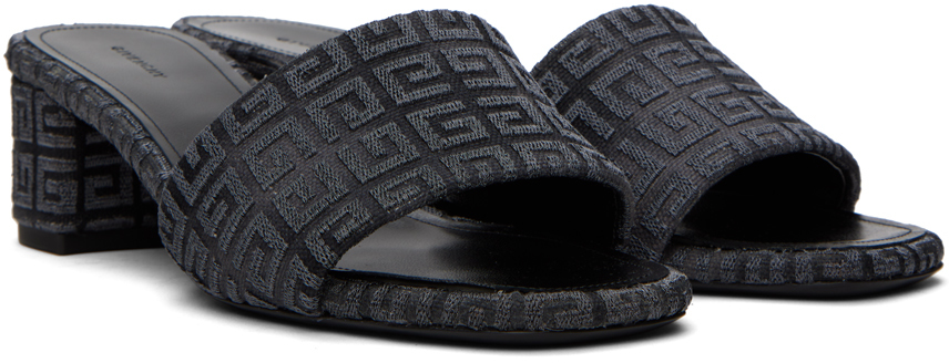 Givenchy 55mm 4g-jacquard Leather Mules In 021 Dark Grey