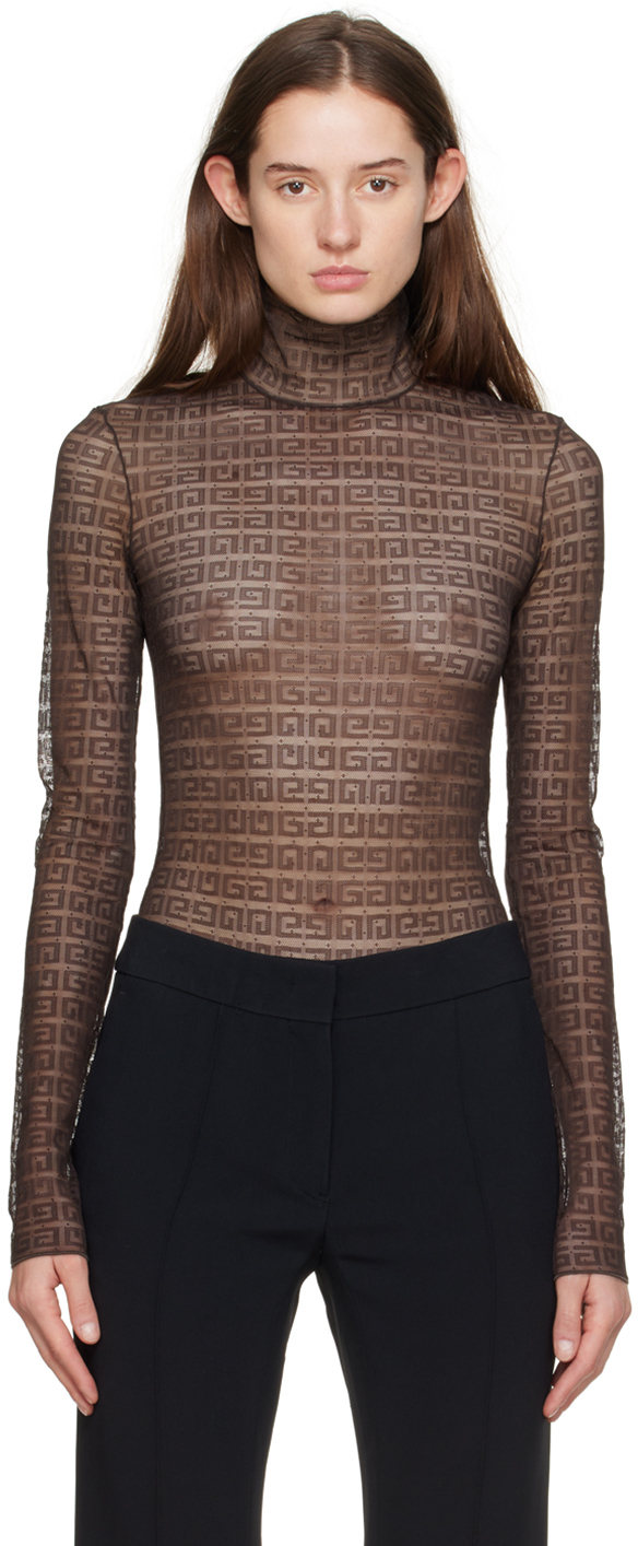 Shop Givenchy Brown 4g Bodysuit In 201 Dark Brown