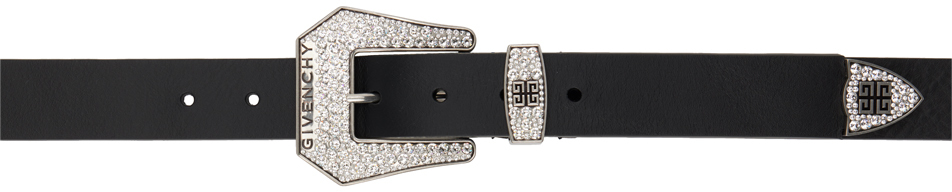 Givenchy Men's Cowboy Belt In Leather With Strass In Black