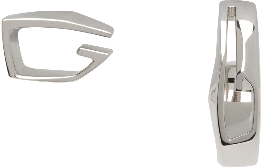 Givenchy Silver Giv Cut Asymmetrical Earrings In 040-silvery