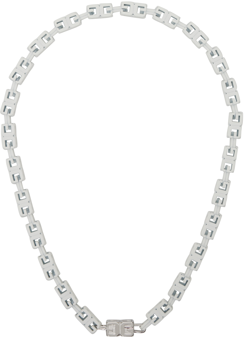 Givenchy White G Cube Necklace In 100-white