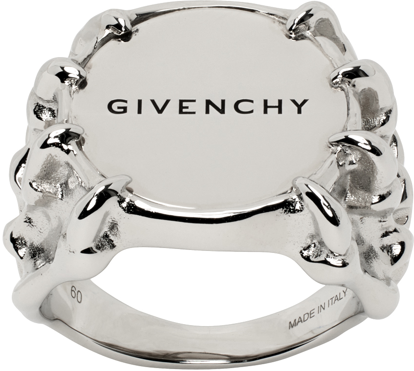Givenchy Men's G Skull Ring In Metal And Enamel In Silvery