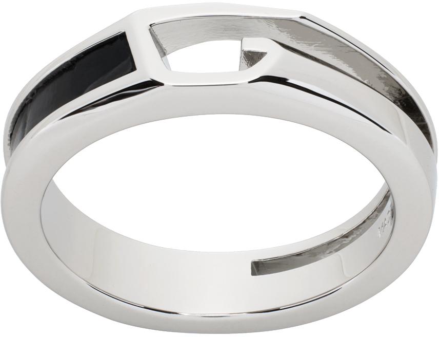Silver & Black Giv Cut Ring