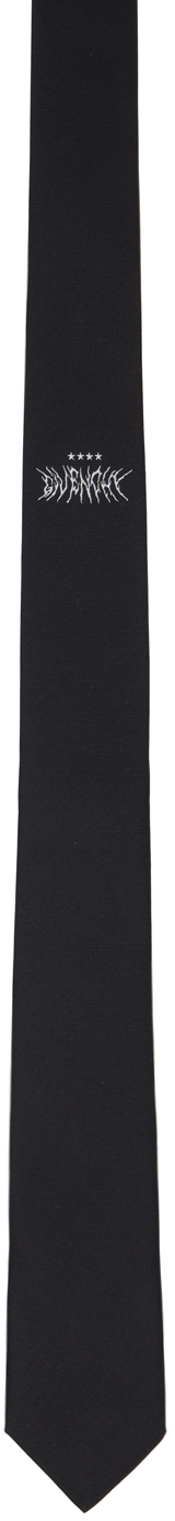 Givenchy Black Embroidered Tie In Black & White